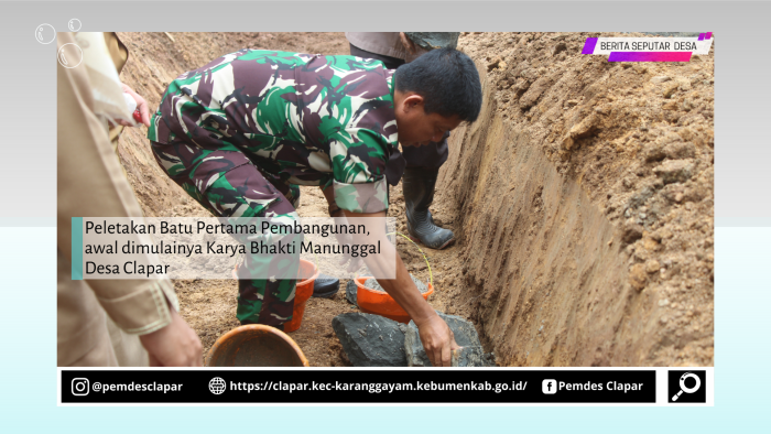 Peletakan Batu Pertama Pembangunan, awal dimulainya Karya Bhakti Manunggal Desa Clapar