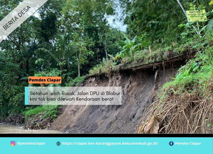 Setahun lebih Rusak, Jalan DPU di Blabur kini tak bisa dilewati Kendaraan berat